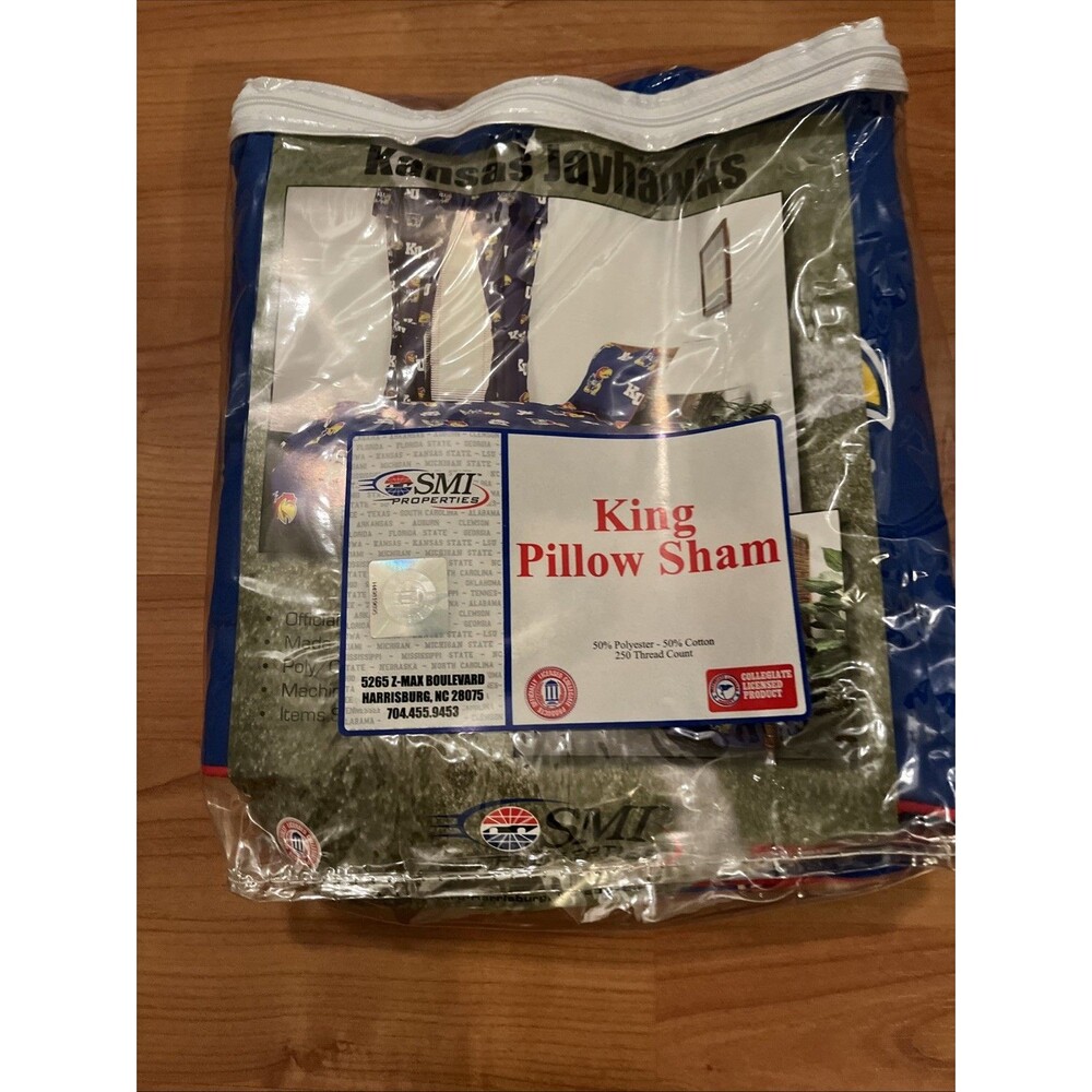 Kansas University KU Jayhawks 1 Piece Pillow Sham King Multi-Color